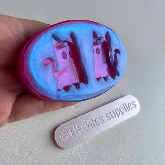 2 Layer Cat Ghost Earring Mould