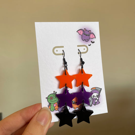 Triple Spooky Star Acrylic Earrings