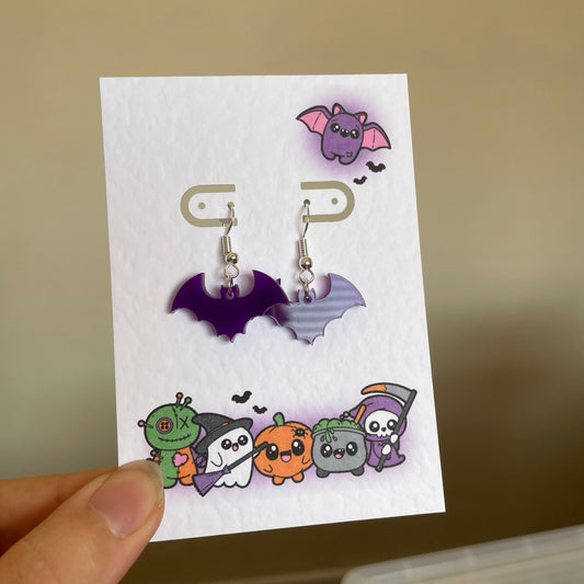 Purple Bat Acrylic Earrings