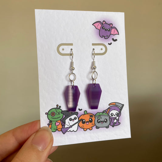 Purple Coffin Acrylic Earrings