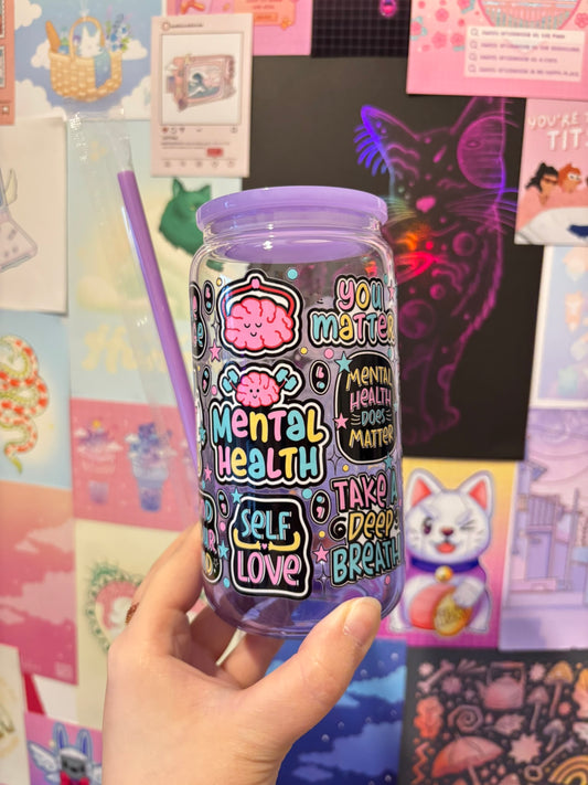 Mental Health Purple Gradient 16oz Glass Can