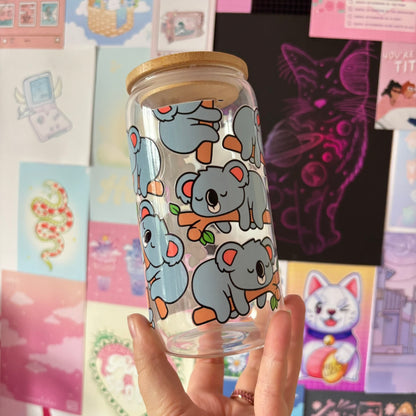 Grey Koalas 16oz Glass Can