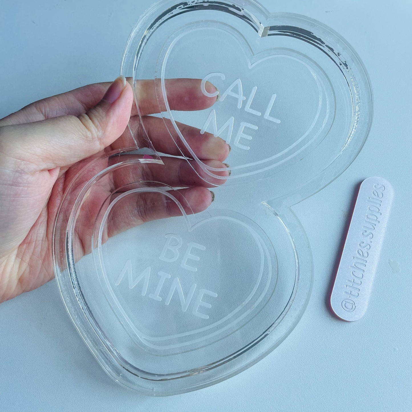 Call Me/Be Mine Love Heart Coaster Mould, 5mm Thick