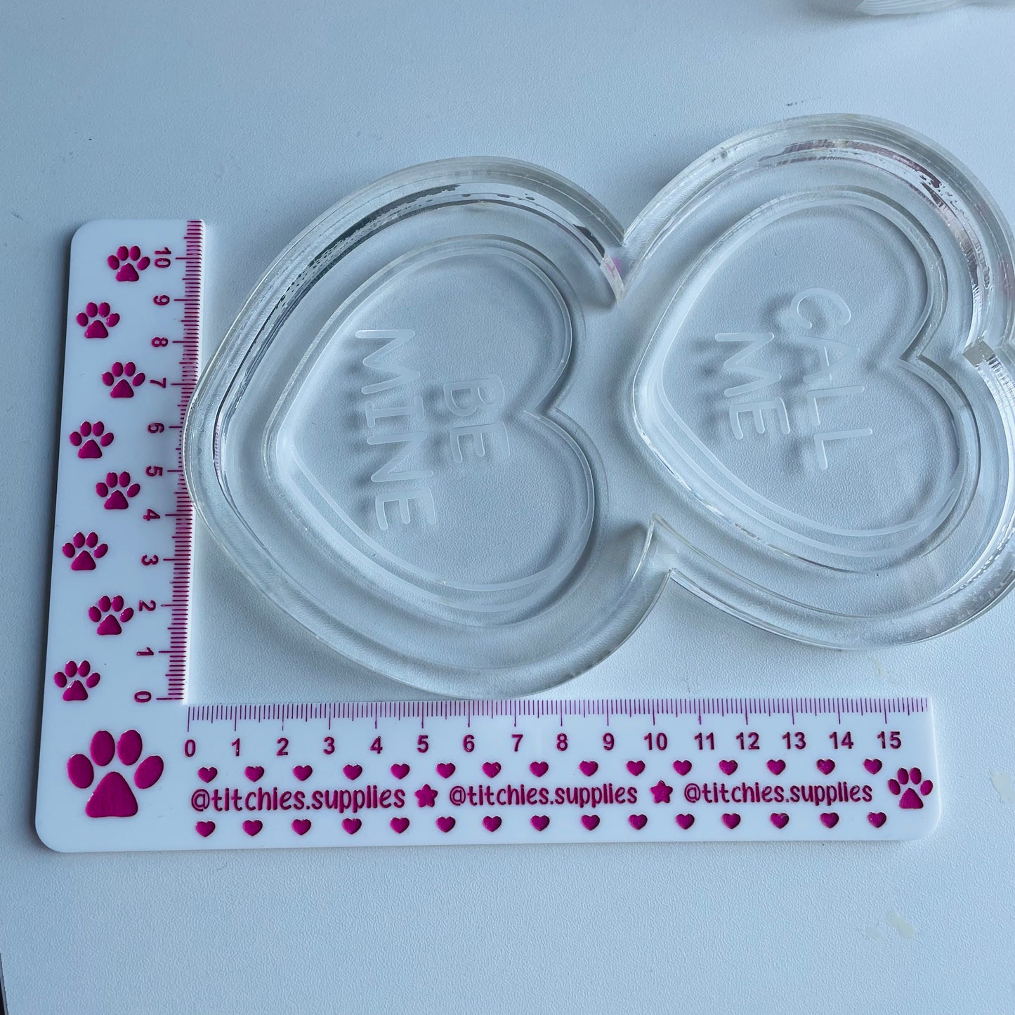 Call Me/Be Mine Love Heart Coaster Mould, 5mm Thick