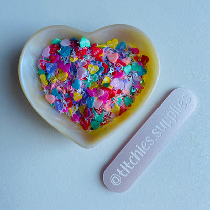 Sparkly Love Heart Clay Slices