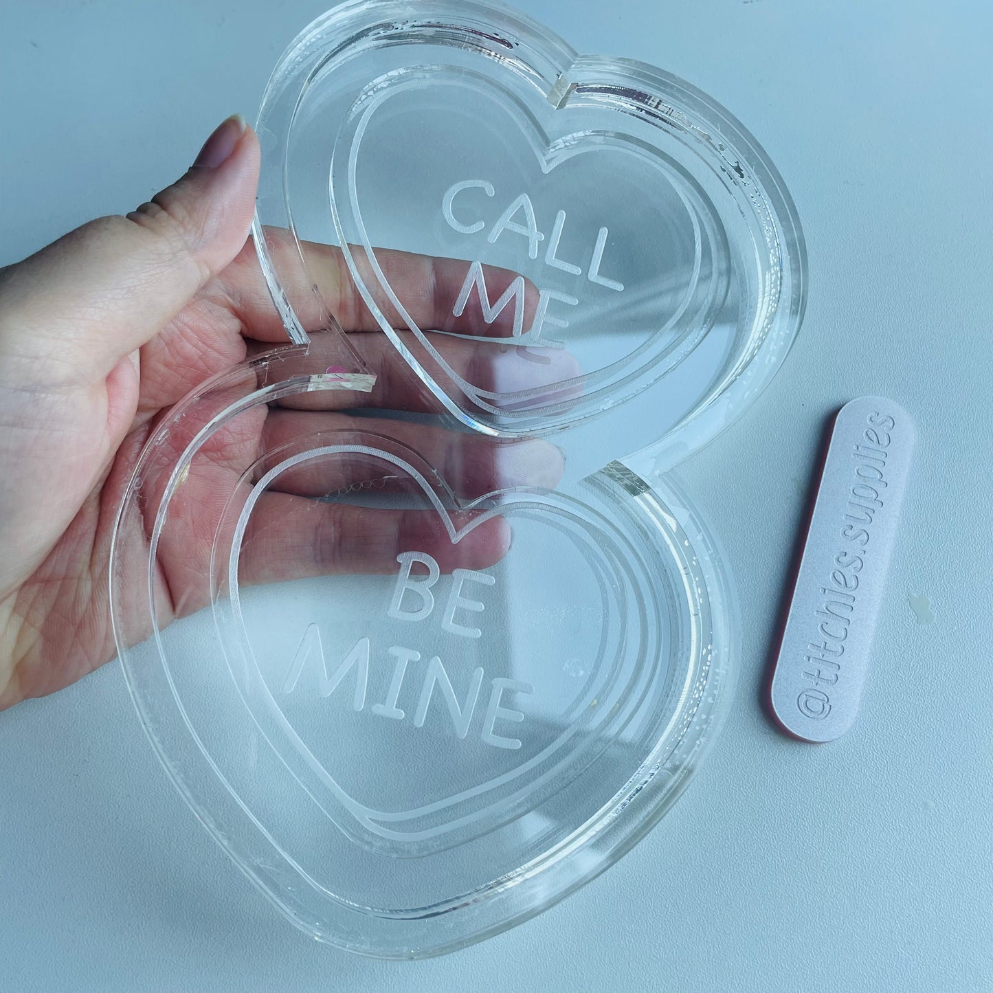 Call Me/Be Mine Love Heart Coaster Mould, 5mm Thick