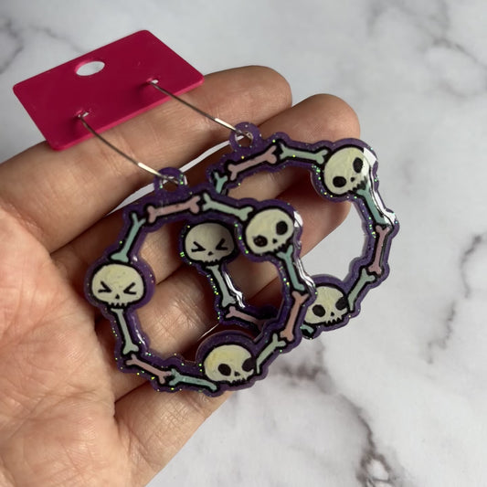 Purple Skull Loop Earrings
