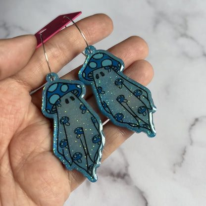 Blue Mushroom Ghostie Earrings