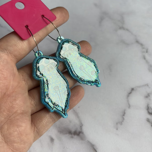 Blue/White Mushroom Ghostie Earrings