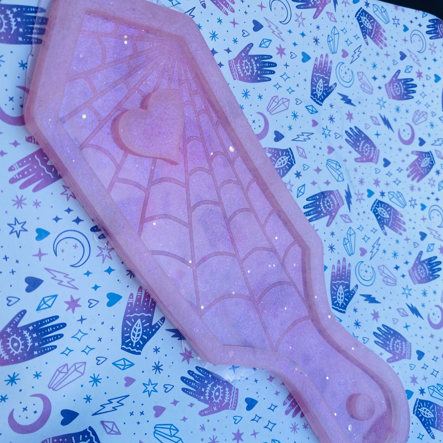 Large Spiderweb Heart Paddle Mould, 3mm Thick