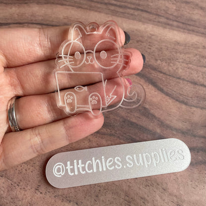 Laptop Cat Keyring Mould, 5mm Thick