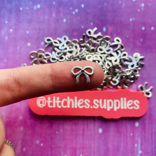 Silver Metal Charms - Bow (x5)