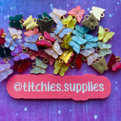 Metal Charms - Mixed Colour Butterflies (x4)