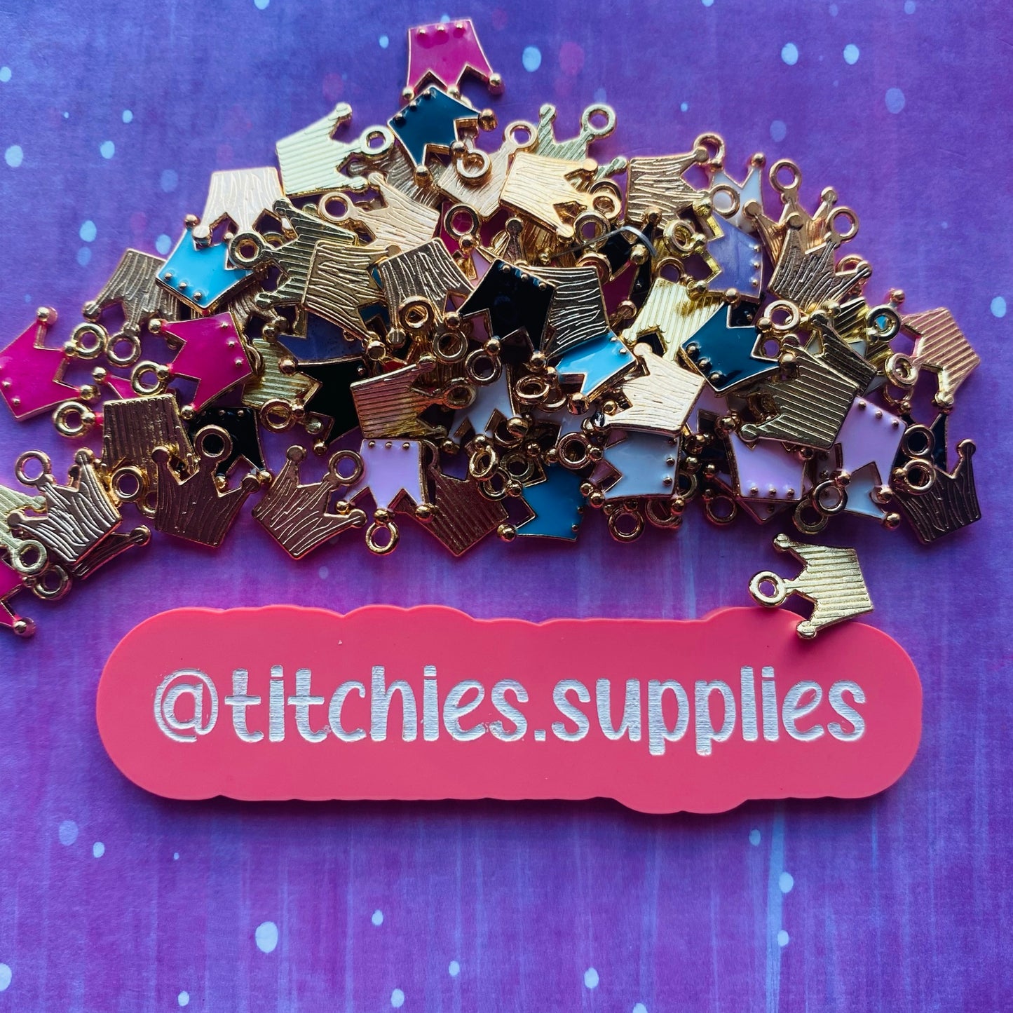 Metal Charms - Mixed Colour Crowns (x4)