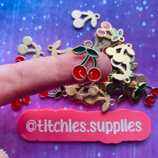 Metal Charms - Cherries style 1 (x4)