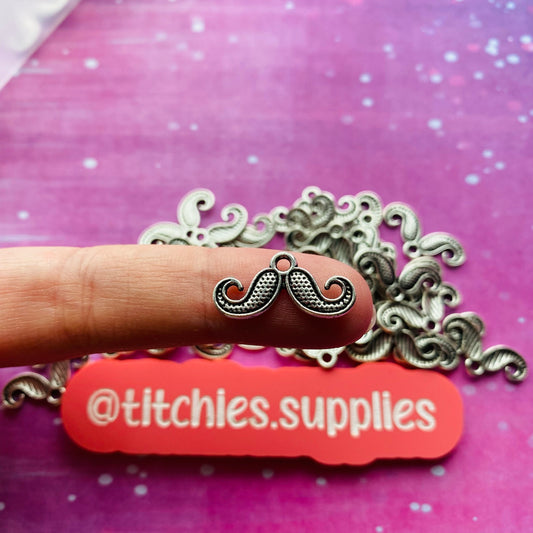 Silver Metal Charms - Moustache (x5)