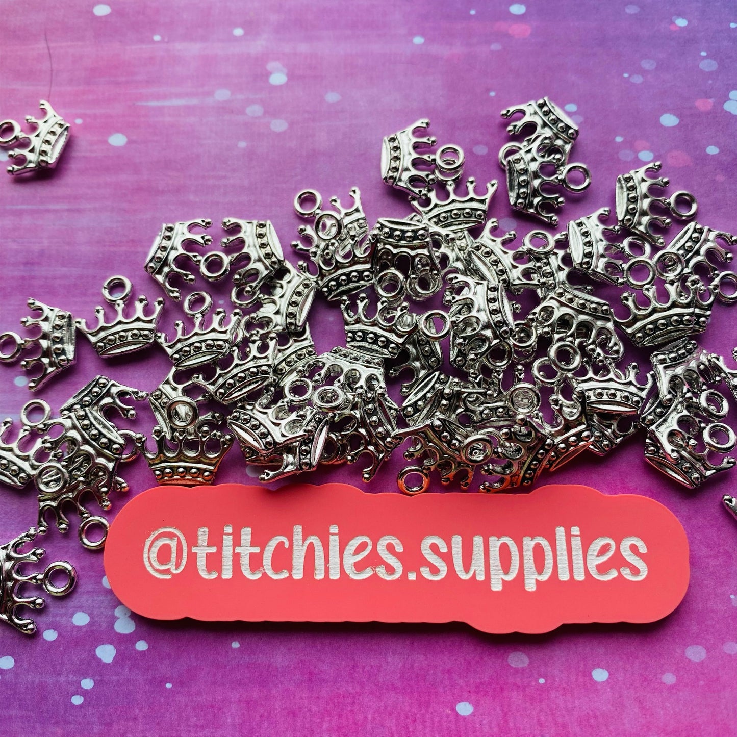 Silver Metal Charms - Crown (x5)