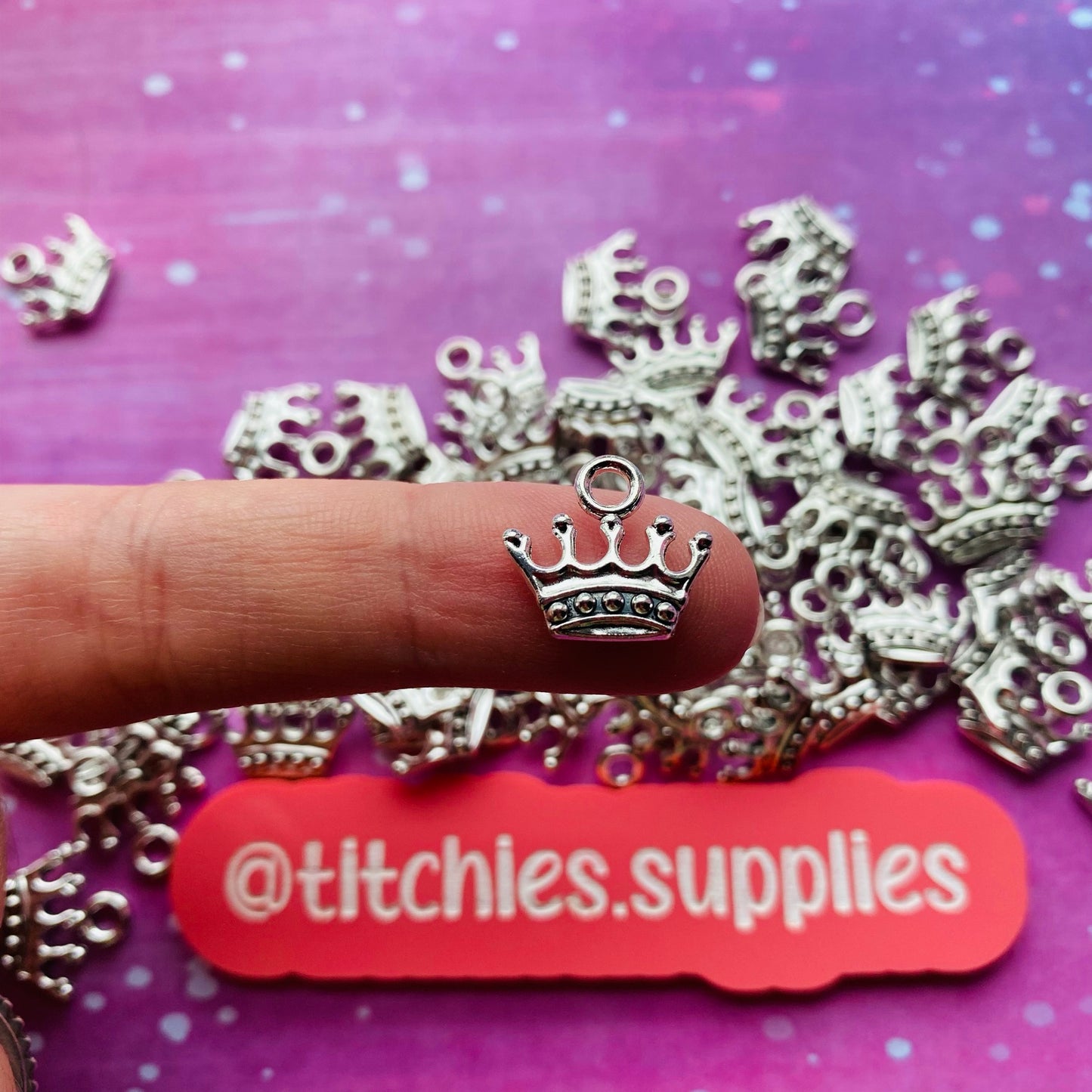 Silver Metal Charms - Crown (x5)