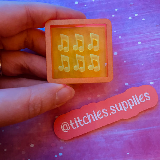 Set of 6 x 1cm Studs/Shaker Fillers Mould - Double Musical Note