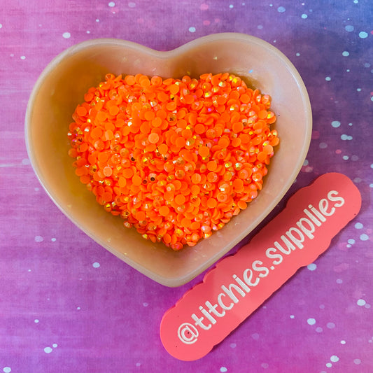 3mm Resin Rhinestones - Neon Hot Orange