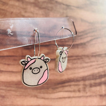 Resin Strawberry Cow Earrings