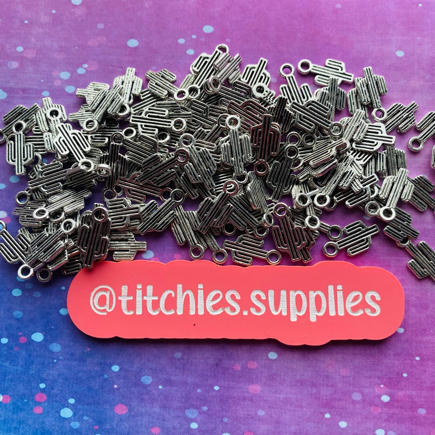 Silver Metal Charms - Cactus (x5)