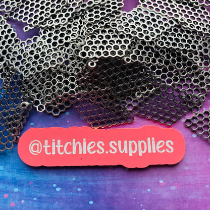 Silver Metal Charms - Large Honeycomb (x2)
