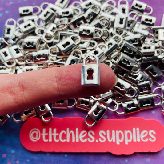 Silver Metal Charms - Large Padlock (x5)