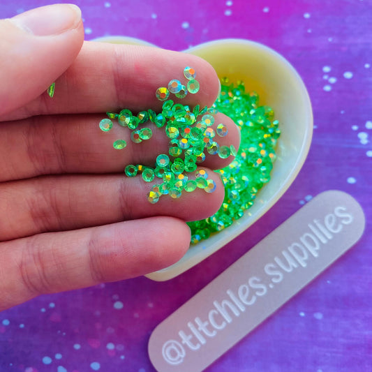 3mm Translucent Resin Rhinestones - Light Green AB