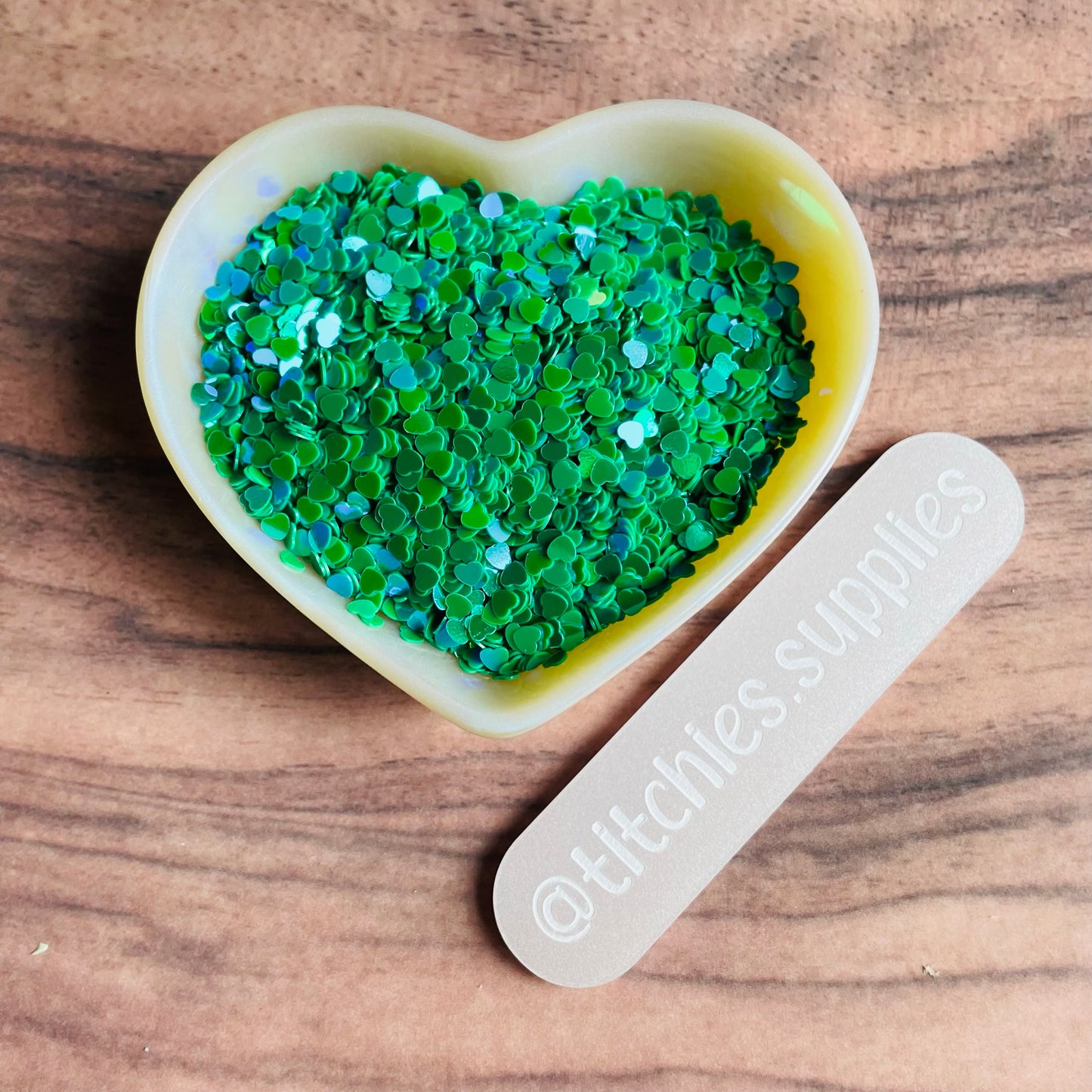 Hearts Confetti - Jade Green Iridescent