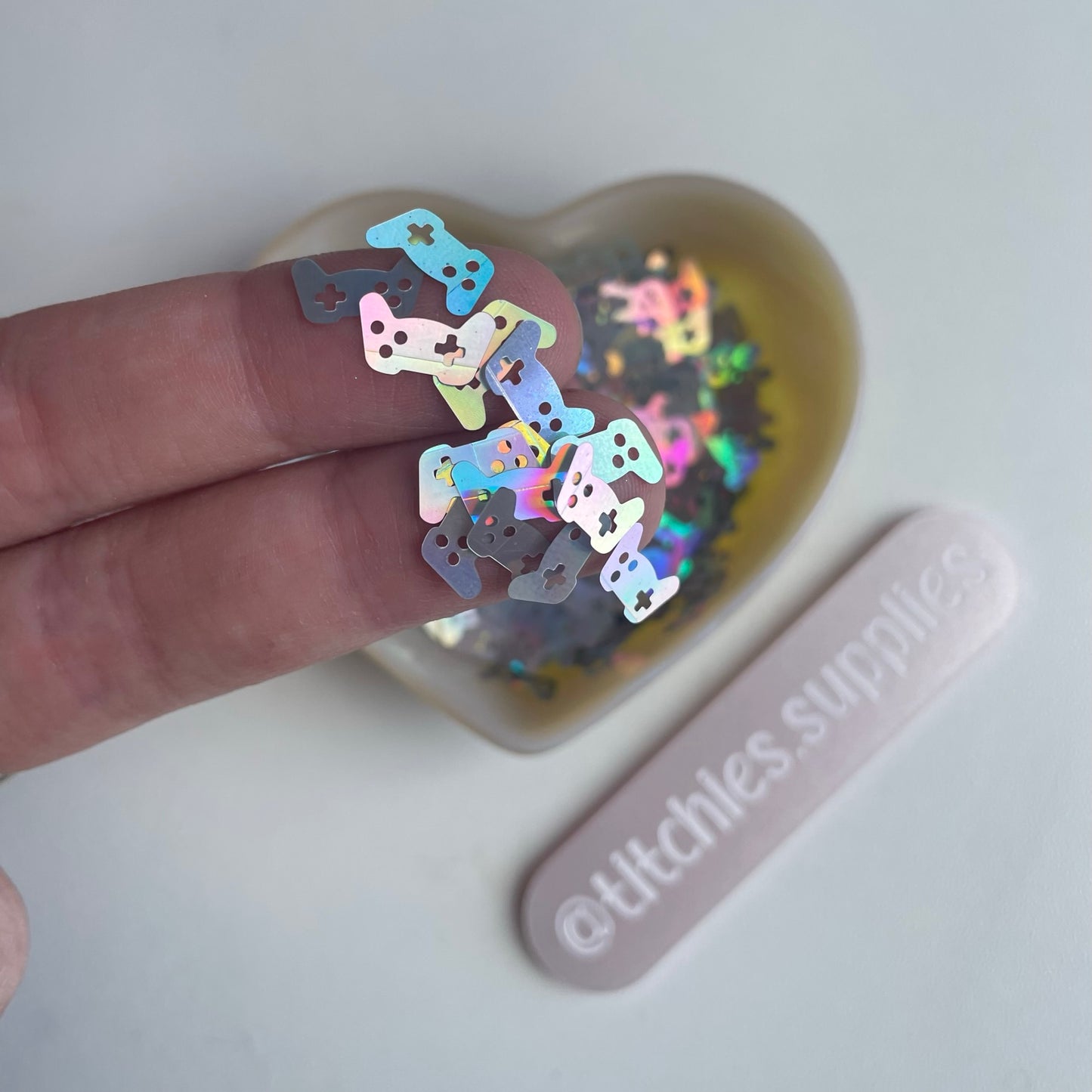 Game Controller Confetti - Silver Holographic