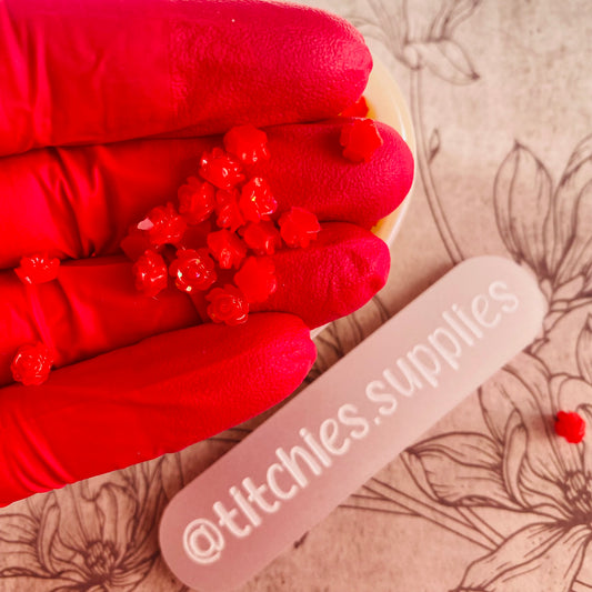 4-5mm Flower Cabochons - Bright Red
