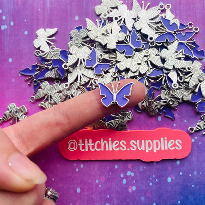 Metal Charms - Lilac Butterfly (x5)