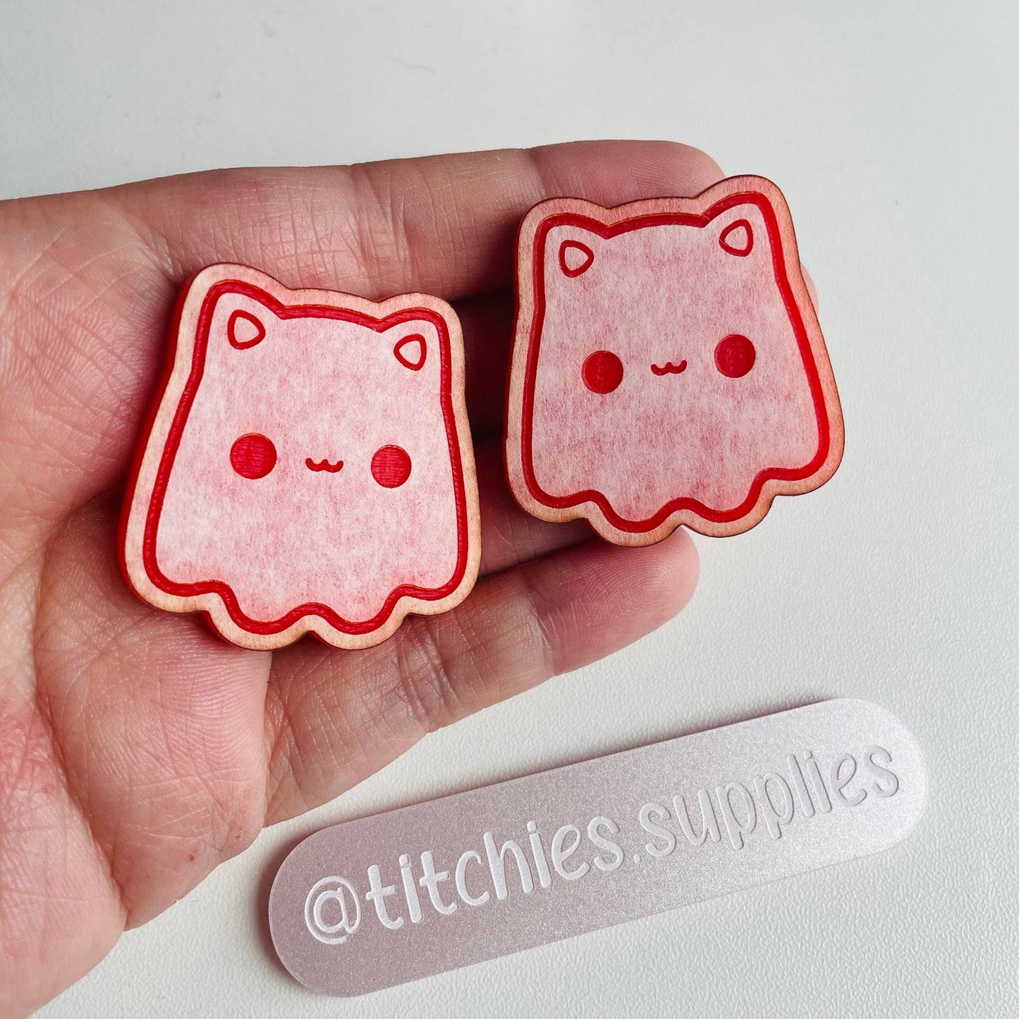 Cute Cat Ghost Earring Mould, 5mm Thick