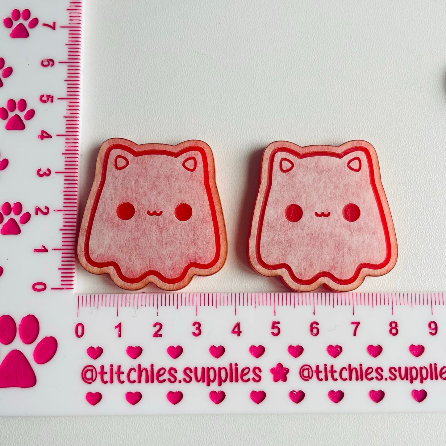 Cute Cat Ghost Earring Mould, 5mm Thick