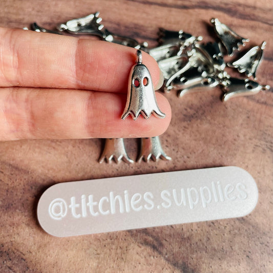 Silver Metal Charms - Ghosties (x5)