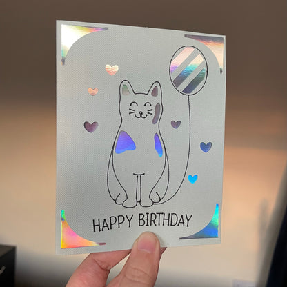 Handmade Card - Happy Birthday Balloon Cat