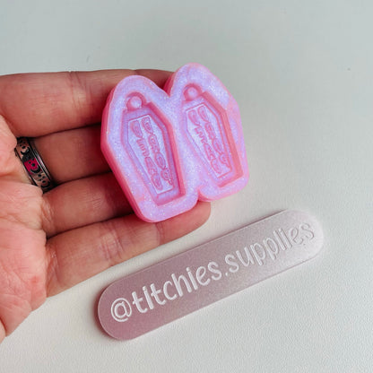 Small Outlined Drop Dead Coffins Earring Mould