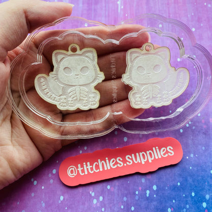 Skeleton Cat Earring Mould