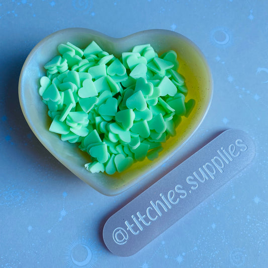 Clay Slices - Large Green Hearts