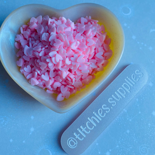 Glow In The Dark Clay Slices - Pointed Pink Hearts