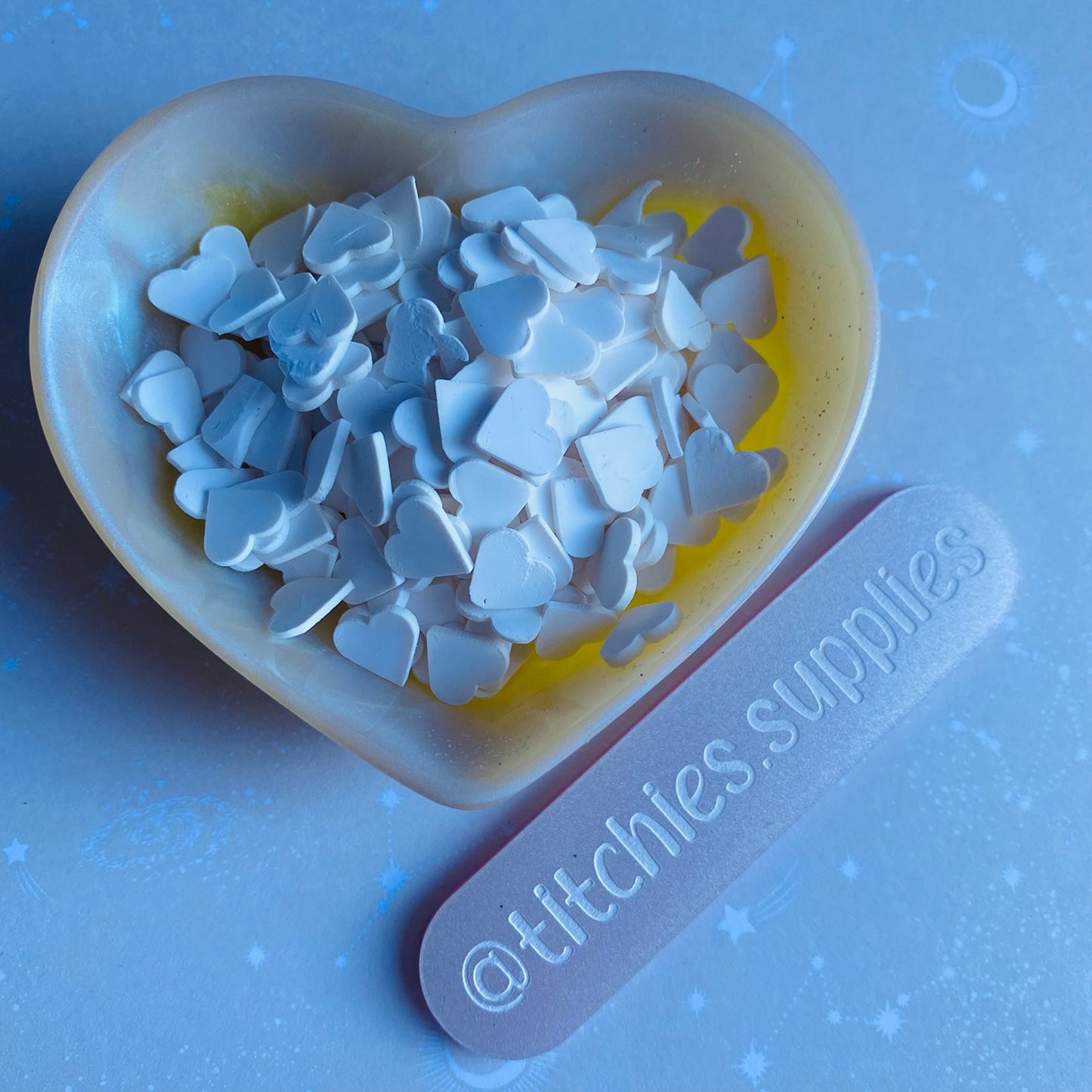 Clay Slices - Large White Hearts