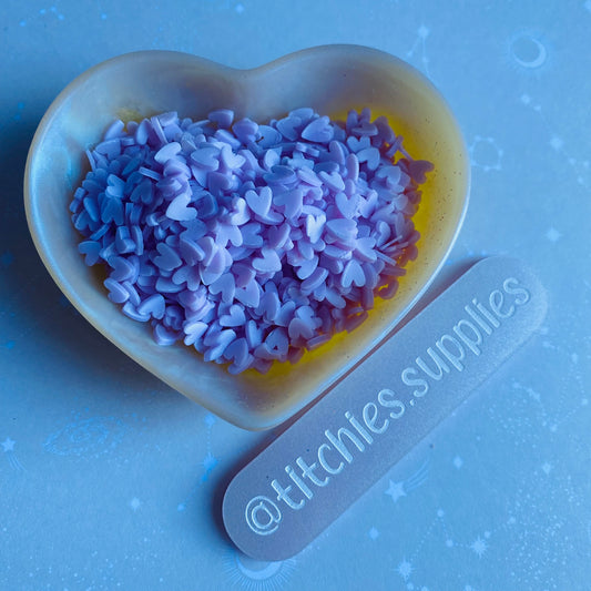 Glow In The Dark Clay Slices - Pointed Lilac Hearts