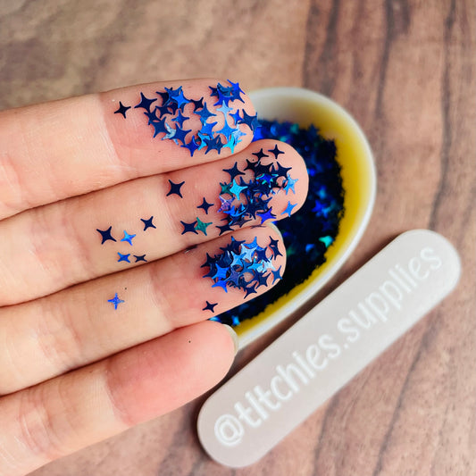 4 Point Stars Confetti -  Holographic Royal Dark Blue