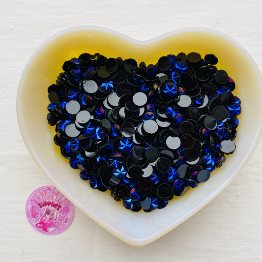 5mm Snowflake Rhinestones - Black/Blue