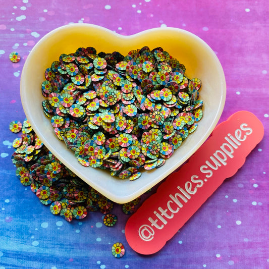 Rainbow Sunflower Clay Slices