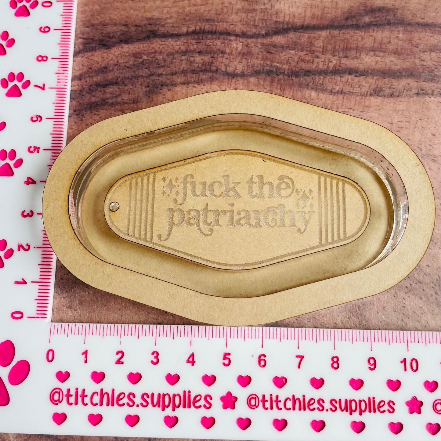 Fuck The Patriarchy Motel Key Keyring Mould, 6mm Thick