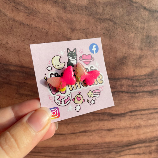 Pink/Yellow Butterfly Clay Studs