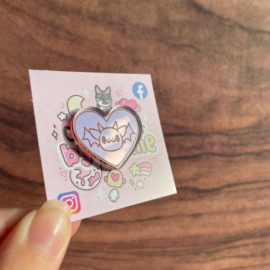 Rose Gold Mirror Acrylic Dragon Heart Pin