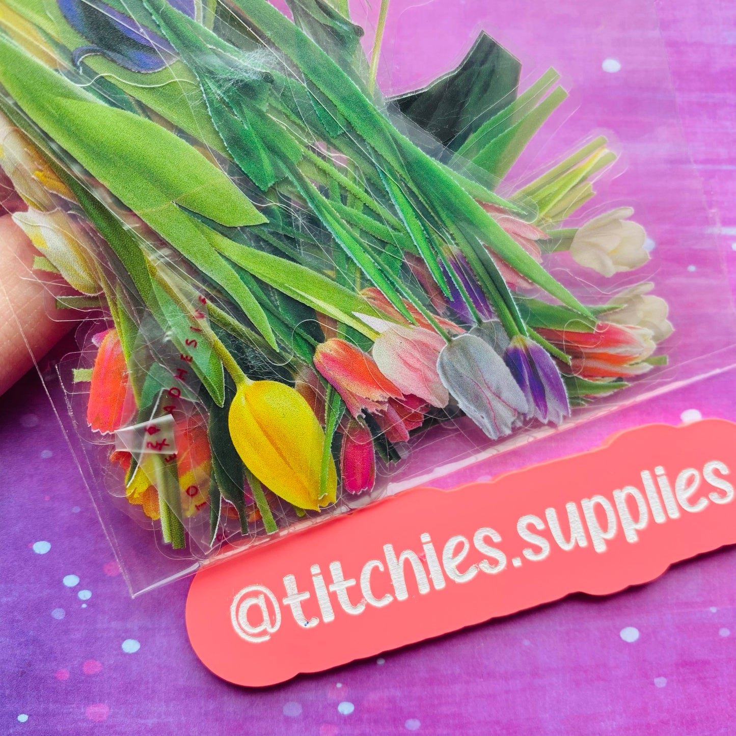 40 Pack Transparent PVC Flower Stickers - Tulips
